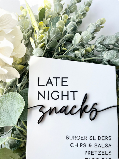 Late Night Snacks - 3D Table Sign