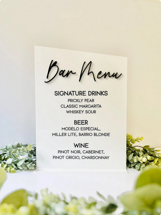 Bar Menu - 3D Bar Sign