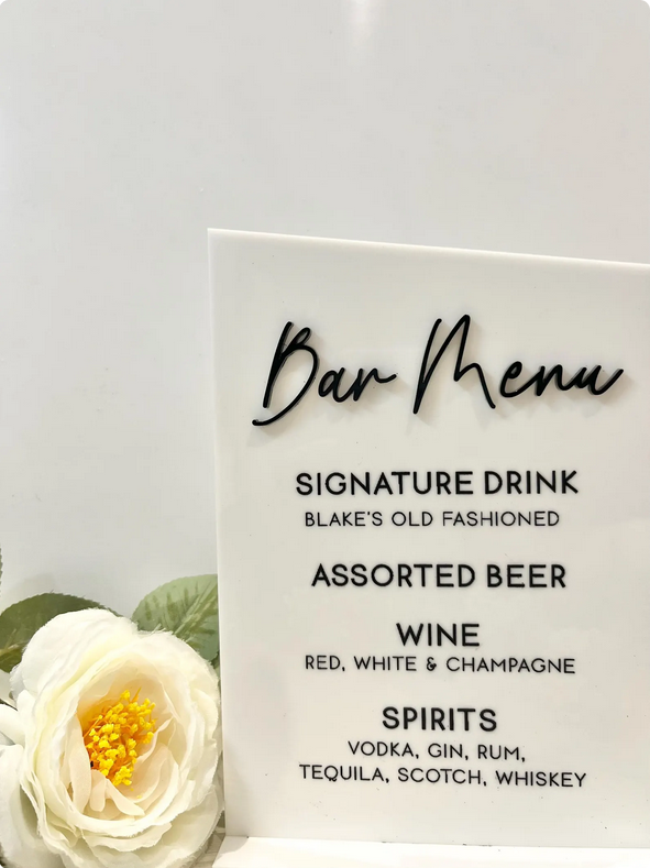 Bar Menu - 3D Bar Sign