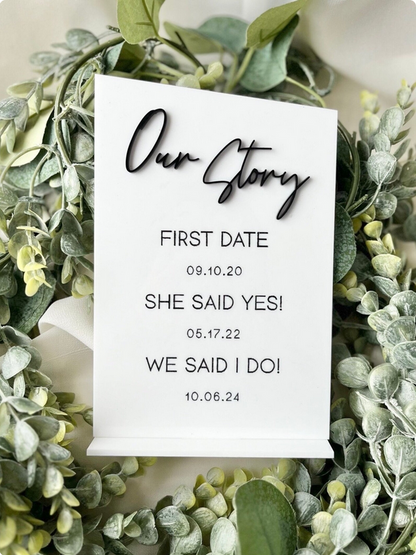Our Story - 3D Table Sign