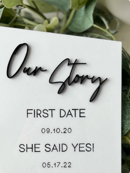 Our Story - 3D Table Sign