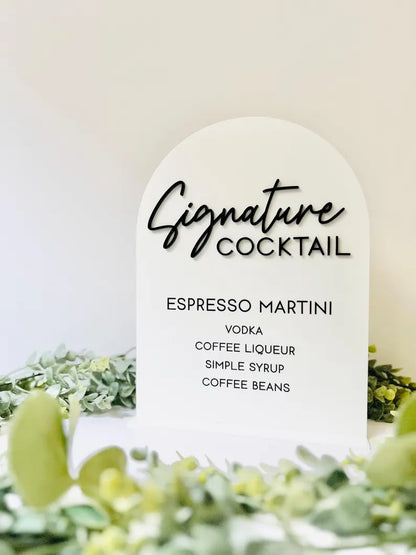 Signature Cocktail Menu - 3D Bar Sign