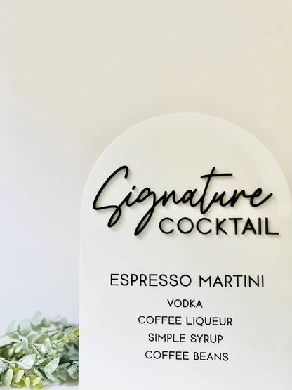 Signature Cocktail Menu - 3D Bar Sign