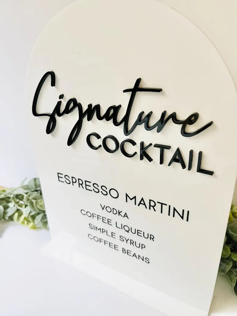 Signature Drink Menu - 3D Bar Sign