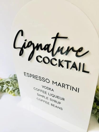 Signature Cocktail Menu - 3D Bar Sign