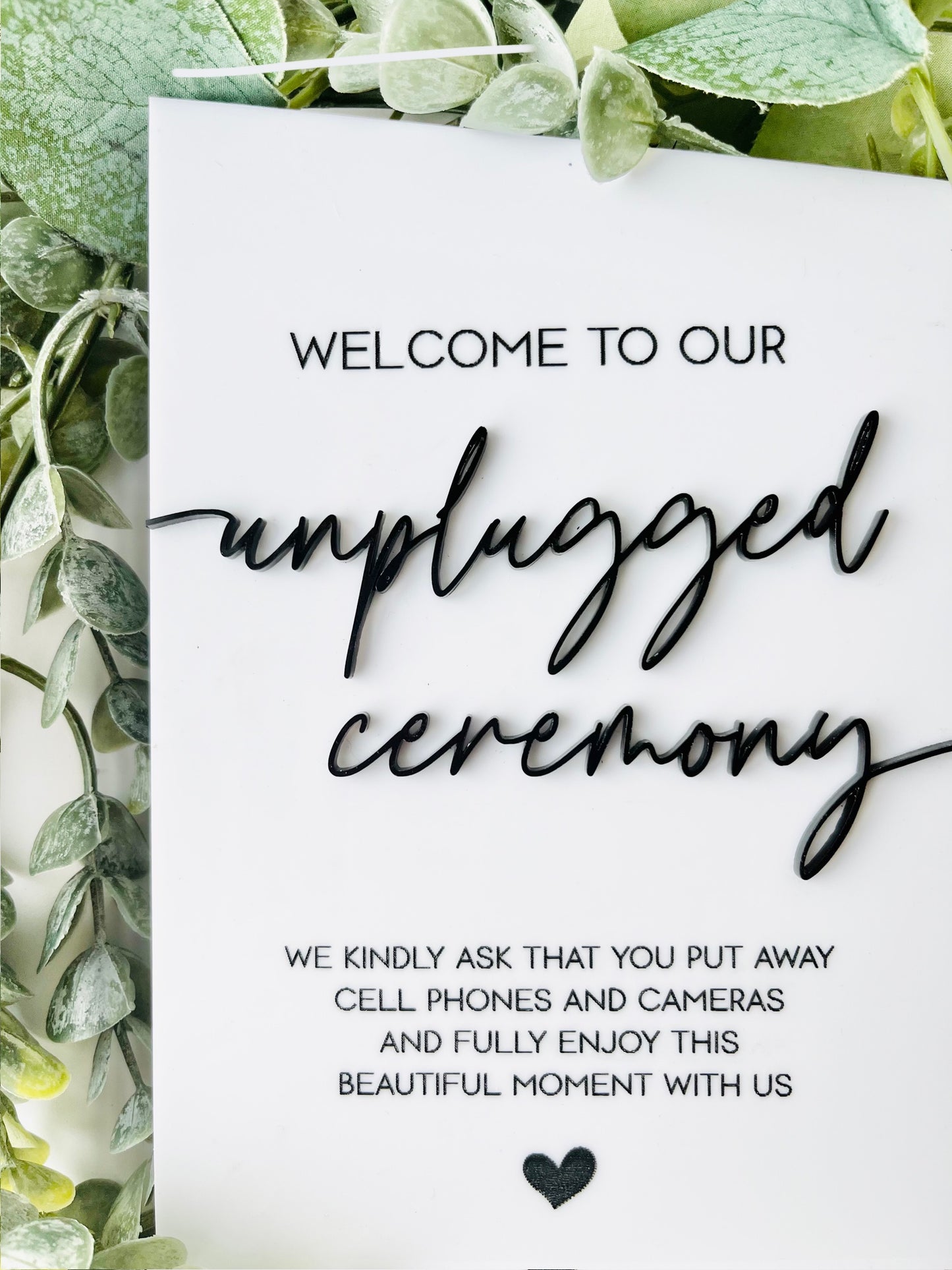 Unplugged Ceremony - 3D Table Sign