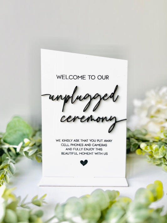 Unplugged Ceremony - 3D Table Sign