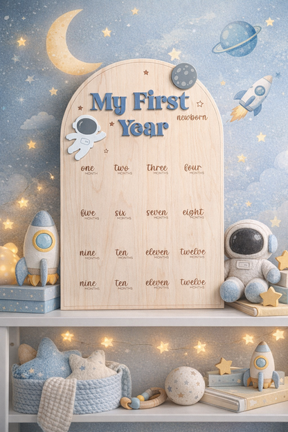First Year Milestone Board - Space & Astronaut