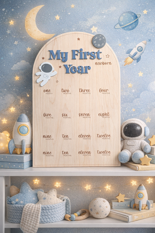 First Year Milestone Board - Space & Astronaut