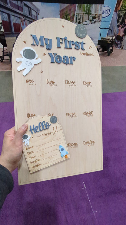 First Year Milestone Board - Space & Astronaut
